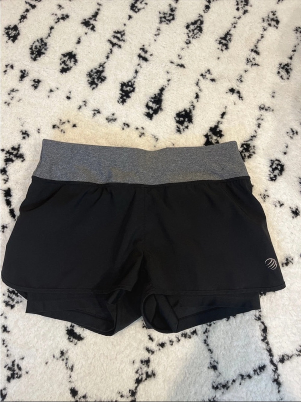 MPG Black Athletic Layered Shorts with Gray Waistband